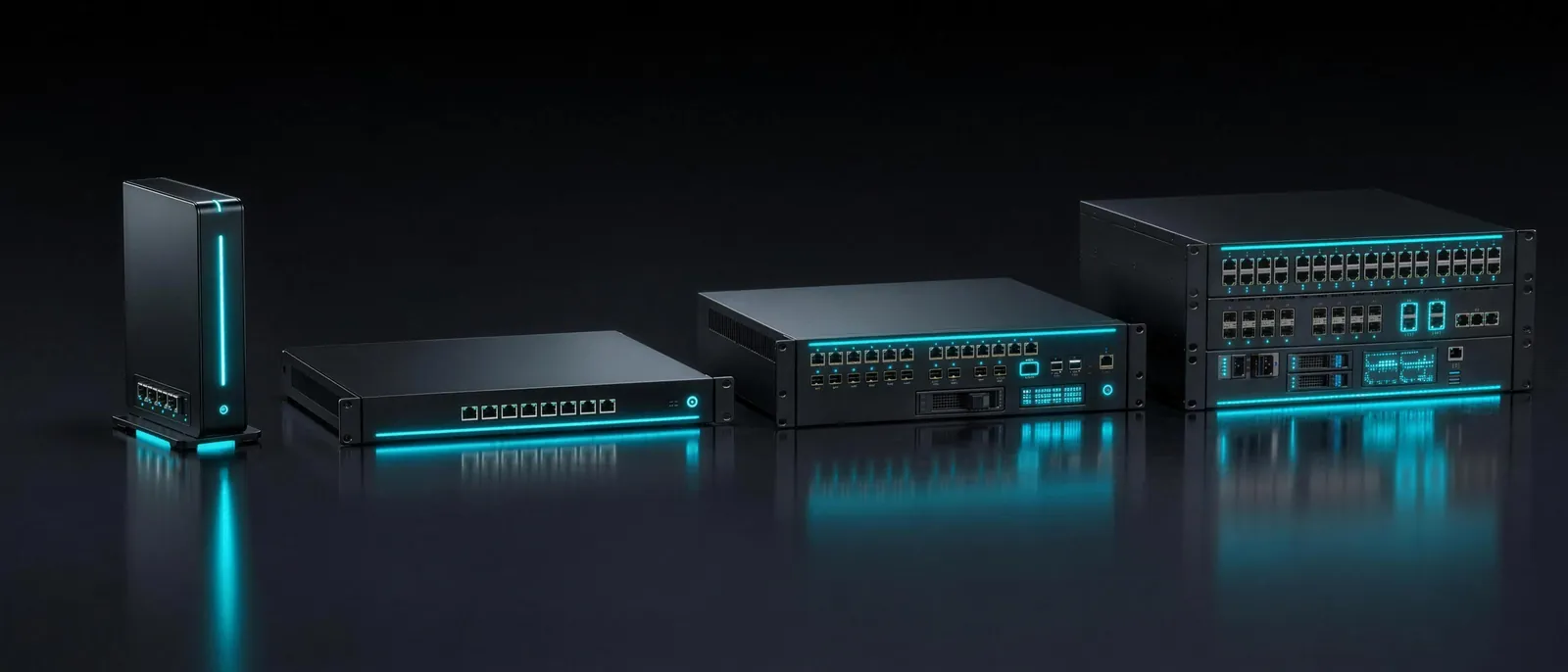 Ciberseguridad desarrollada en Europa: cuatro appliances, una plataforma, ninguna dependencia estadounidense. Los cuatro modelos, de Valar 1 a Valar 4, uno junto a otro.